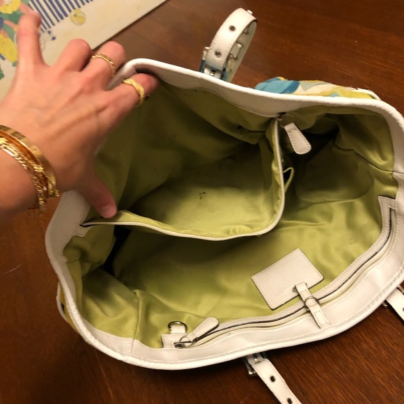 Coach Suede Blue Green White Optic Gallery Tote - Picture 6 of 8